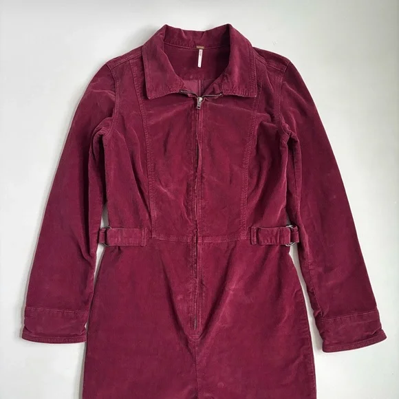 Free People Take Me Out Corduroy Jumpsuit Mulberry Size 4 - Picture 15 of 15